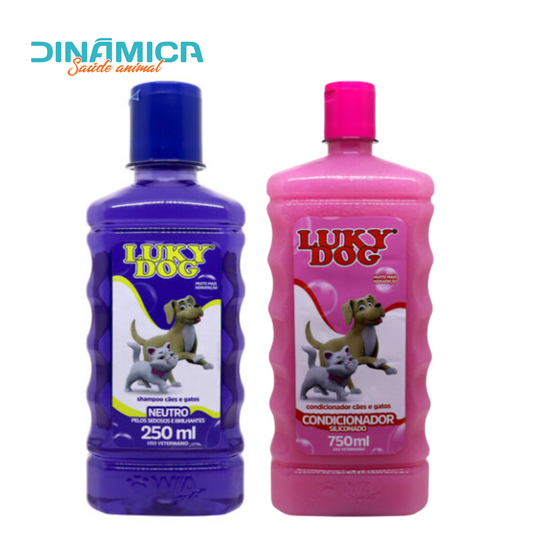 Shampoo Luky Dog Neutro / Condicionador Luky Dog Siliconado (emb.: 250 ml e/ou 750 ml)